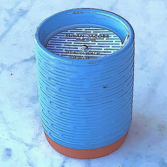 SUSAN JACOBS NEW YORK CANDLE BEACH WALK BABY BLUE TERRACOTTA NEW 1 WICK  10.5oz - Picture 3 of 4